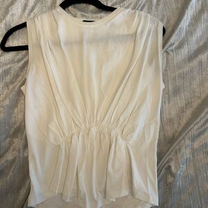 ATM Anthony Thomas Melillo Cream Ruched Sleeveless Blouse